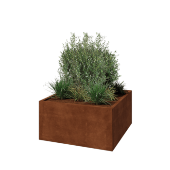 Jardinière en acier Corten - Carré - 100 x 100 x 50 cm - Avec plaque de fond