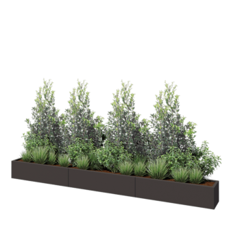 Jardinière XXL en acier - Rectangle - 360 x 30 x 30 cm - RAL7016 mat (gris anthracite) - Avec plaque de fond