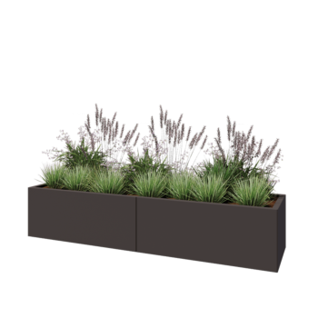 Jardinière XXL en acier - Rectangle - 200 x 50 x 40 cm - RAL7016 mat (gris anthracite) - Sanc plaque de fond