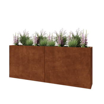 Jardinière XXL en acier Corten - Rectangle - 200 x 30 x 80 cm - Avec plaque de fond
