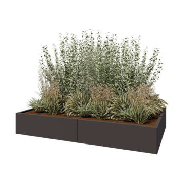 Jardinière XXL en acier - Rectangle - 200 x 120 x 30 cm - RAL7016 mat (gris anthracite) - Avec plaque de fond