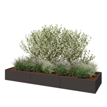 Jardinière XXL en acier - Rectangle - 360 x 100 x 40 cm - RAL7016 mat (gris anthracite) - Sanc plaque de fond