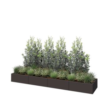 Jardinière XXL en acier - Rectangle - 320 x 60 x 30 cm - RAL7016 mat (gris anthracite) - Sanc plaque de fond
