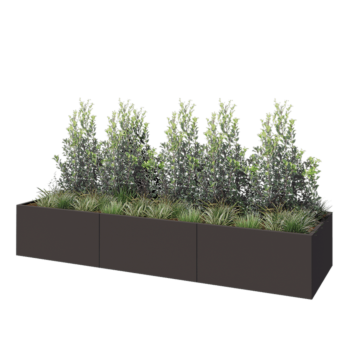 Jardinière XXL en acier - Rectangle - 360 x 100 x 60 cm - RAL7016 mat (gris anthracite) - Sanc plaque de fond