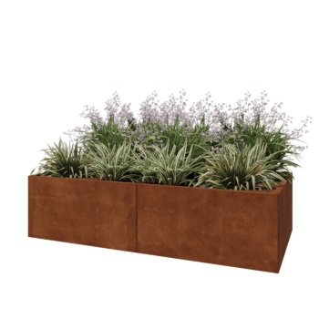Jardinière XXL en acier Corten - Rectangle - 200 x 100 x 50 cm - Sanc plaque de fond