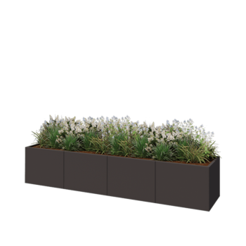 Jardinière XXL en acier - Rectangle - 320 x 60 x 60 cm - RAL7016 mat (gris anthracite) - Sanc plaque de fond
