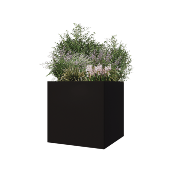 Jardinière en acier - Carré - 70 x 70 x 70 cm - RAL9005 mat (noir) - Sanc plaque de fond