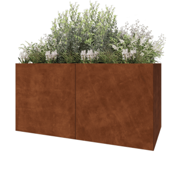 Jardinière XXL en acier Corten - Rectangle - 200 x 100 x 100 cm - Sanc plaque de fond