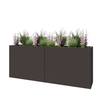 Jardinière XXL en acier - Rectangle - 200 x 40 x 80 cm - RAL7016 mat (gris anthracite) - Sanc plaque de fond