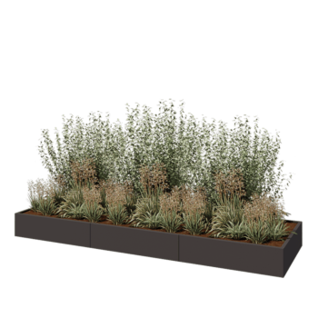 Jardinière XXL en acier - Rectangle - 360 x 100 x 30 cm - RAL7016 mat (gris anthracite) - Avec plaque de fond