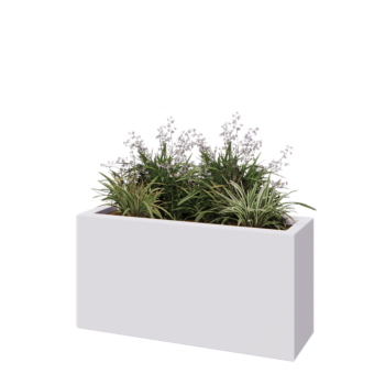 Jardinière en polyester - Rectangle - 100 x 30 x 50 cm - RAL9010 mat (blanc) - Avec fond