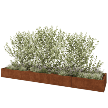 Jardinière XXL en acier Corten - Rectangle - 480 x 100 x 40 cm - Sanc plaque de fond