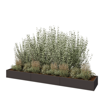 Jardinière XXL en acier - Rectangle - 360 x 60 x 30 cm - RAL7016 mat (gris anthracite) - Avec plaque de fond