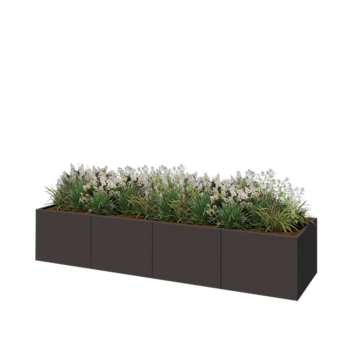 Jardinière XXL en acier - Rectangle - 320 x 80 x 60 cm - RAL7016 mat (gris anthracite) - Avec plaque de fond