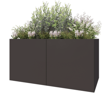 Jardinière XXL en acier - Rectangle - 200 x 100 x 100 cm - RAL7016 mat (gris anthracite) - Avec plaque de fond