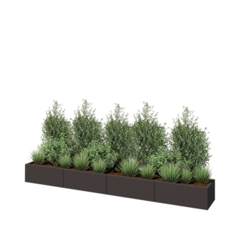 Jardinière XXL en acier - Rectangle - 320 x 40 x 30 cm - RAL7016 mat (gris anthracite) - Avec plaque de fond