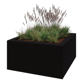 Jardinière en polyester - Carré - 160 x 160 x 80 cm - RAL9005 mat (noir) - Avec fond