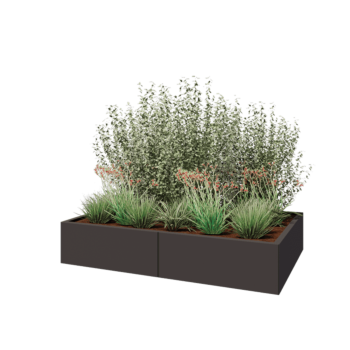 Jardinière XXL en acier - Rectangle - 160 x 100 x 30 cm - RAL7016 mat (gris anthracite) - Sanc plaque de fond
