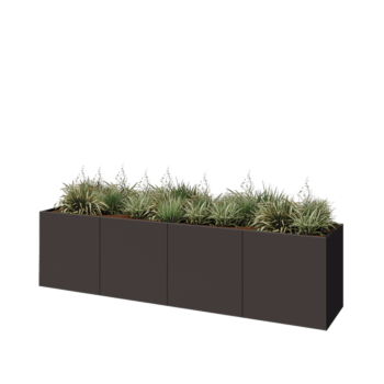 Jardinière XXL en acier - Rectangle - 320 x 60 x 80 cm - RAL7016 mat (gris anthracite) - Avec plaque de fond