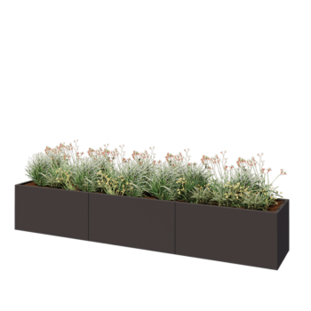 Jardinière XXL en acier - Rectangle - 360 x 60 x 60 cm - RAL7016 mat (gris anthracite) - Sanc plaque de fond