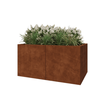 Jardinière XXL en acier Corten - Rectangle - 160 x 100 x 80 cm - Avec plaque de fond