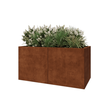 Jardinière XXL en acier Corten - Rectangle - 160 x 80 x 80 cm - Avec plaque de fond