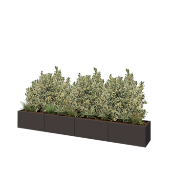 Jardinière XXL en acier - Rectangle - 320 x 40 x 40 cm - RAL7016 mat (gris anthracite) - Avec plaque de fond