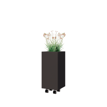 Jardinière en acier - Carré - 30 x 30 x 60 cm - Autre couleur RAL - Avec plaque de fond - Avec roulettes