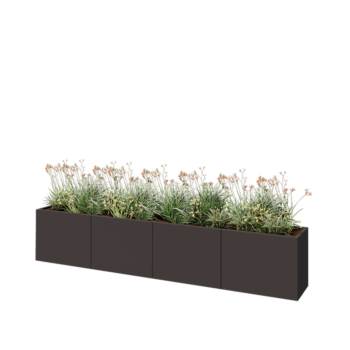 Jardinière XXL en acier - Rectangle - 320 x 40 x 60 cm - RAL7016 mat (gris anthracite) - Avec plaque de fond