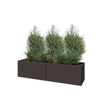 Jardinière XXL en acier - Rectangle - 160 x 40 x 40 cm - RAL7016 mat (gris anthracite) - Avec plaque de fond