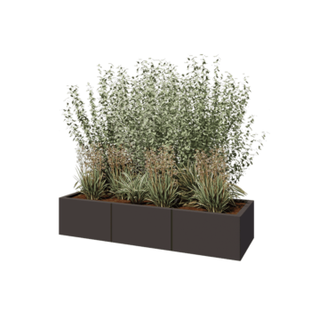 Jardinière XXL en acier - Rectangle - 150 x 50 x 30 cm - RAL7016 mat (gris anthracite) - Avec plaque de fond