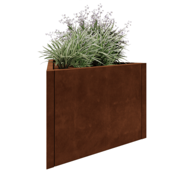 Jardinière en acier Corten - Triangle équilatéral - 90,6 x 78,3 x 60 cm - Sanc plaque de fond