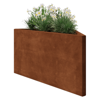 Jardinière en acier Corten - Triangle isocèle - 112,2 x 60,5 x 60 cm - Sanc plaque de fond