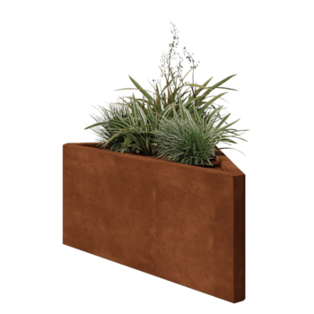 Jardinière en acier Corten - Triangle isocèle - 83,9 x 46,4 x 40 cm - Sanc plaque de fond