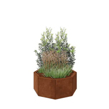 Jardinière en acier Corten - Octogone - 72,4 x 72,4 x 30 cm - Avec plaque de fond