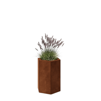 Jardinière en acier Corten - Hexagone - 39,3 x 34,6 x 50 cm - Avec plaque de fond