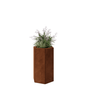 Jardinière en acier Corten - Hexagone - 39,3 x 34,6 x 60 cm - Avec plaque de fond