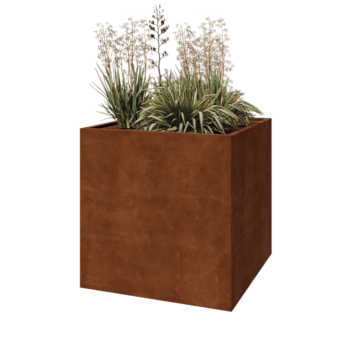 Jardinière en acier Corten - Carré - 100 x 100 x 100 cm - Avec plaque de fond