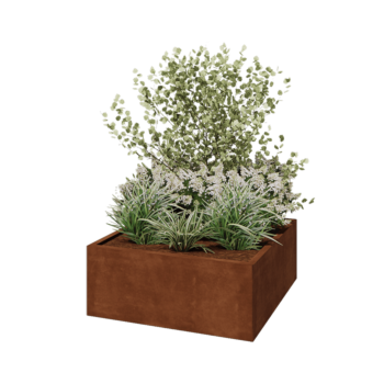 Jardinière en acier Corten - Carré - 100 x 100 x 40 cm - Sanc plaque de fond