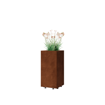 Jardinière en acier Corten - Carré - 30 x 30 x 60 cm - Avec plaque de fond - Avec pieds