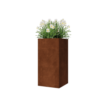 Jardinière en acier Corten - Carré - 40 x 40 x 80 cm - Avec plaque de fond