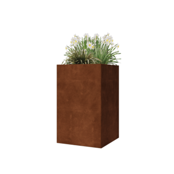 Jardinière en acier Corten - Carré - 50 x 50 x 80 cm - Avec plaque de fond