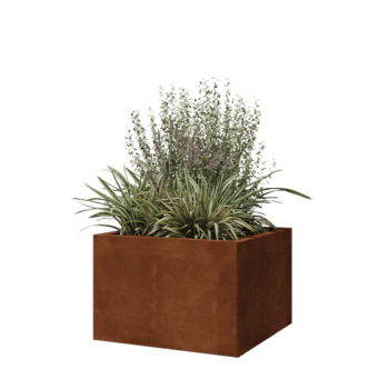 Jardinière en acier Corten - Carré - 60 x 60 x 40 cm - Sanc plaque de fond