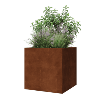 Jardinière en acier Corten - Carré - 60 x 60 x 60 cm - Sanc plaque de fond
