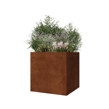 Jardinière en acier Corten - Carré - 70 x 70 x 70 cm - Avec plaque de fond
