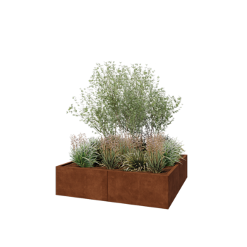 Jardinière XXL en acier Corten - Carré - 160 x 160 x 40 cm - Sanc plaque de fond
