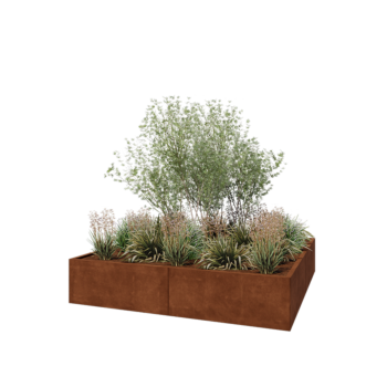 Jardinière XXL en acier Corten - Carré - 200 x 200 x 40 cm - Sanc plaque de fond