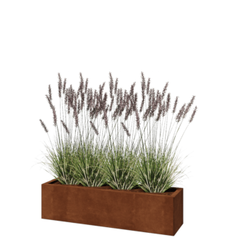 Jardinière en acier Corten - Rectangle - 120 x 30 x 30 cm - Sanc plaque de fond