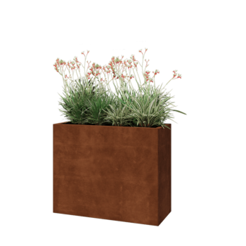 Jardinière en acier Corten - Rectangle - 100 x 40 x 80 cm - Sanc plaque de fond