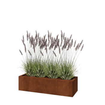 Jardinière en acier Corten - Rectangle - 120 x 40 x 30 cm - Sanc plaque de fond